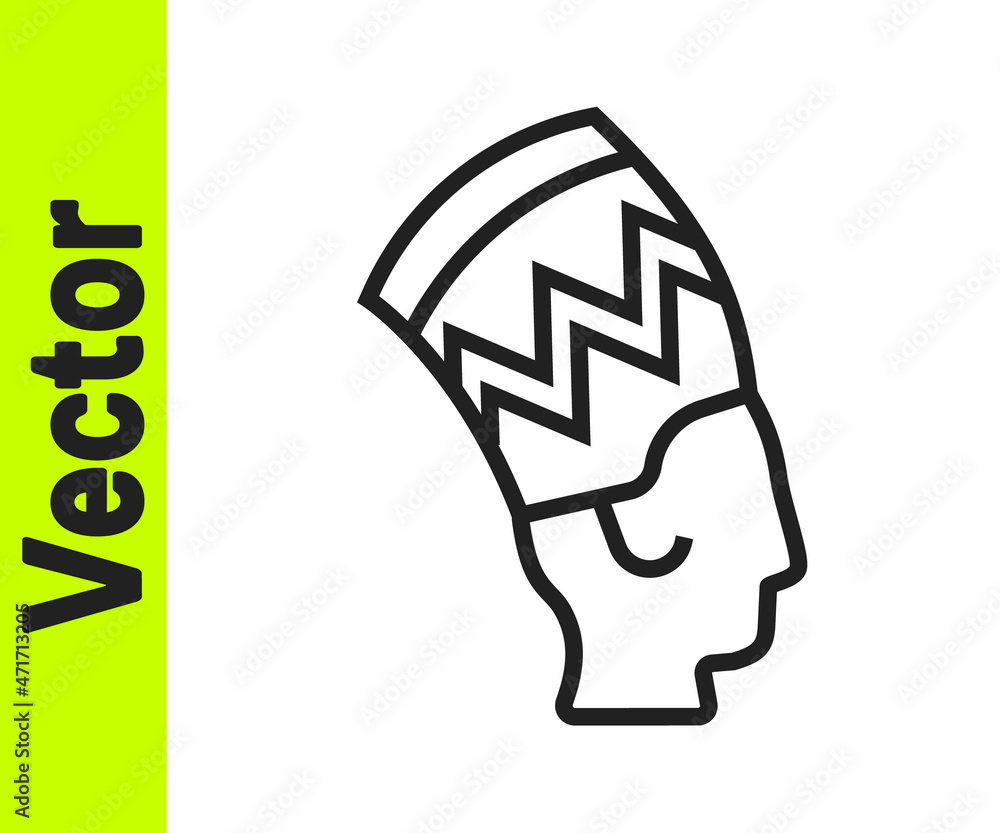 Black line Nefertiti icon isolated on white background. Vector Black line Nefertiti icon isolated on white background. Vector