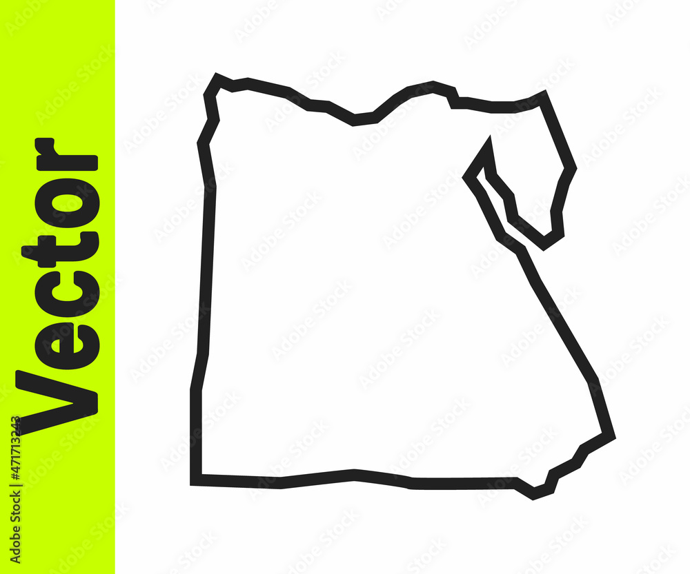 Black line Map of Egypt icon isolated on white background. Vector Black line Map of Egypt icon isolated on white background. Vector