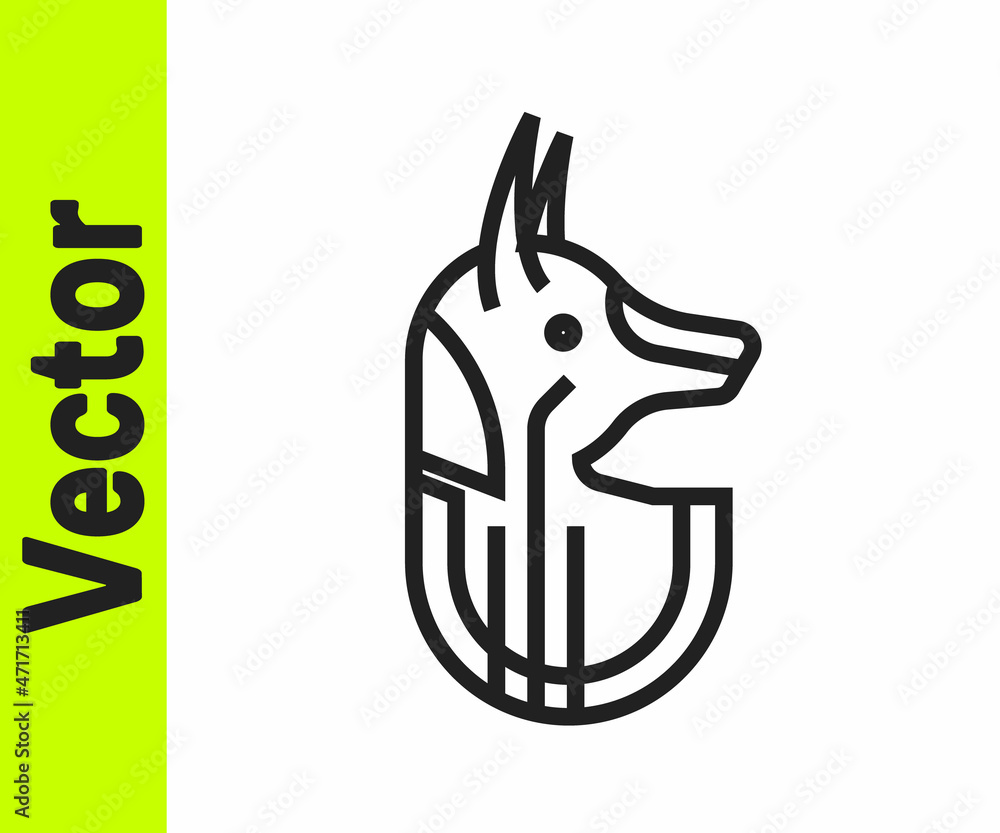Black line Egyptian anubis icon isolated on white background. Vector Black line Egyptian anubis icon isolated on white background. Vector