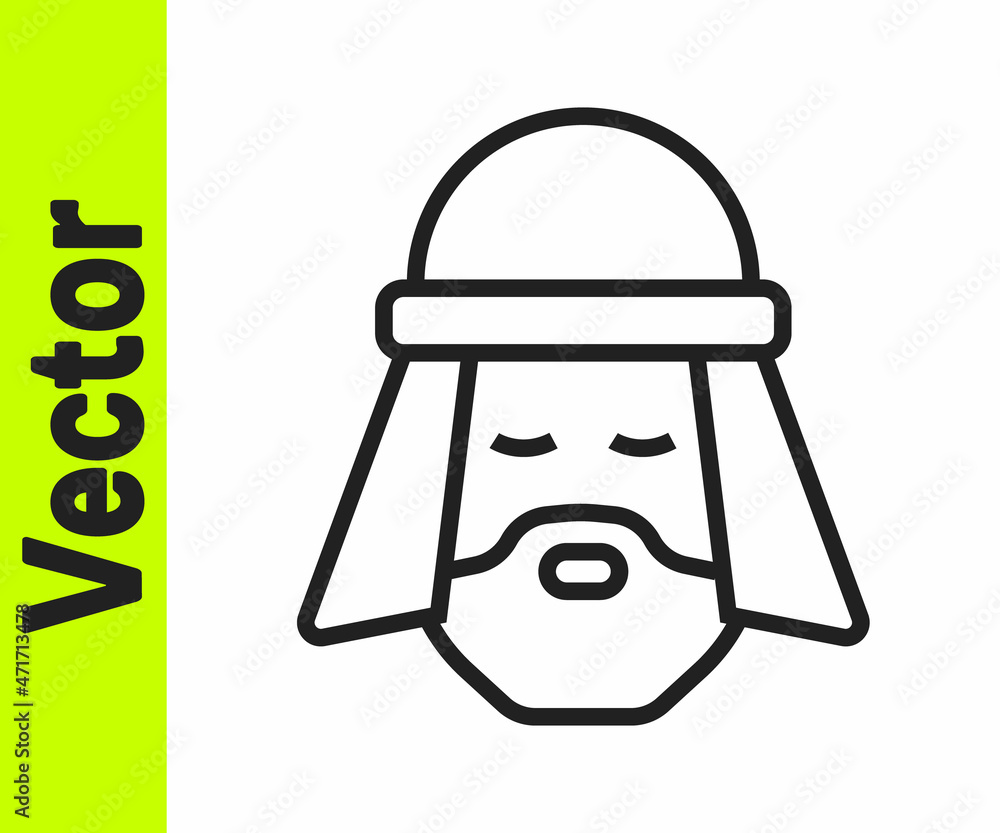 Black line Egyptian man icon isolated on white background. Vector Black line Egyptian man icon isolated on white background. Vector