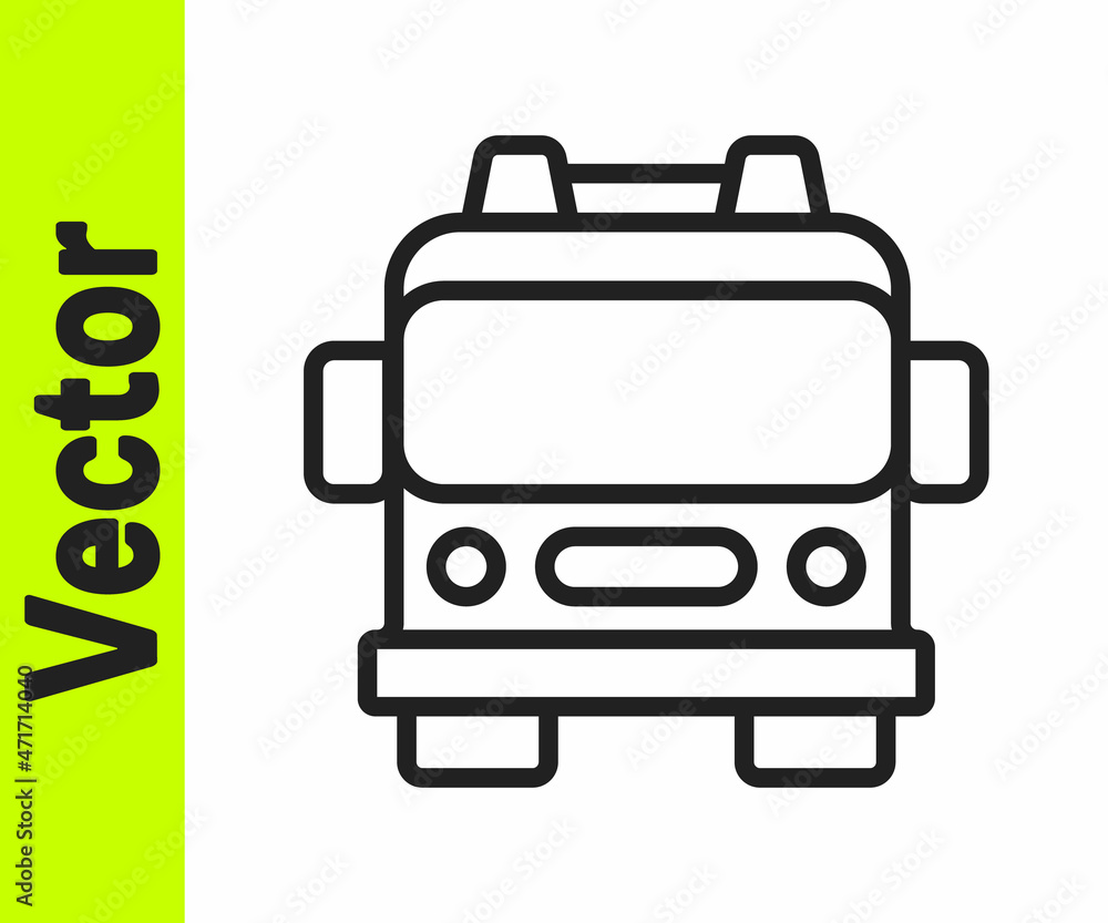 Black line Fire truck icon isolated on white background. Fire engine. Firefighters emergency vehicle. Vector Black line Fire truck icon isolated on white background. Fire engine. Firefighters emergency vehicle. Vector