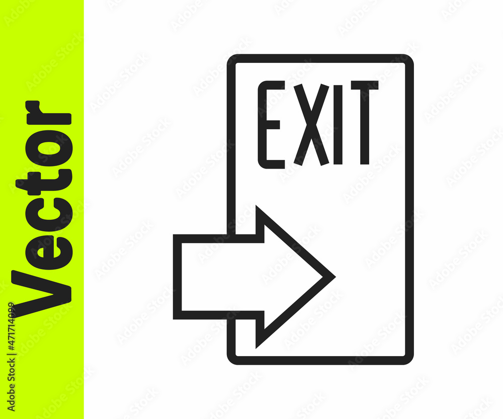 Black line Fire exit icon isolated on white background. Fire emergency icon. Vector Black line Fire exit icon isolated on white background. Fire emergency icon. Vector