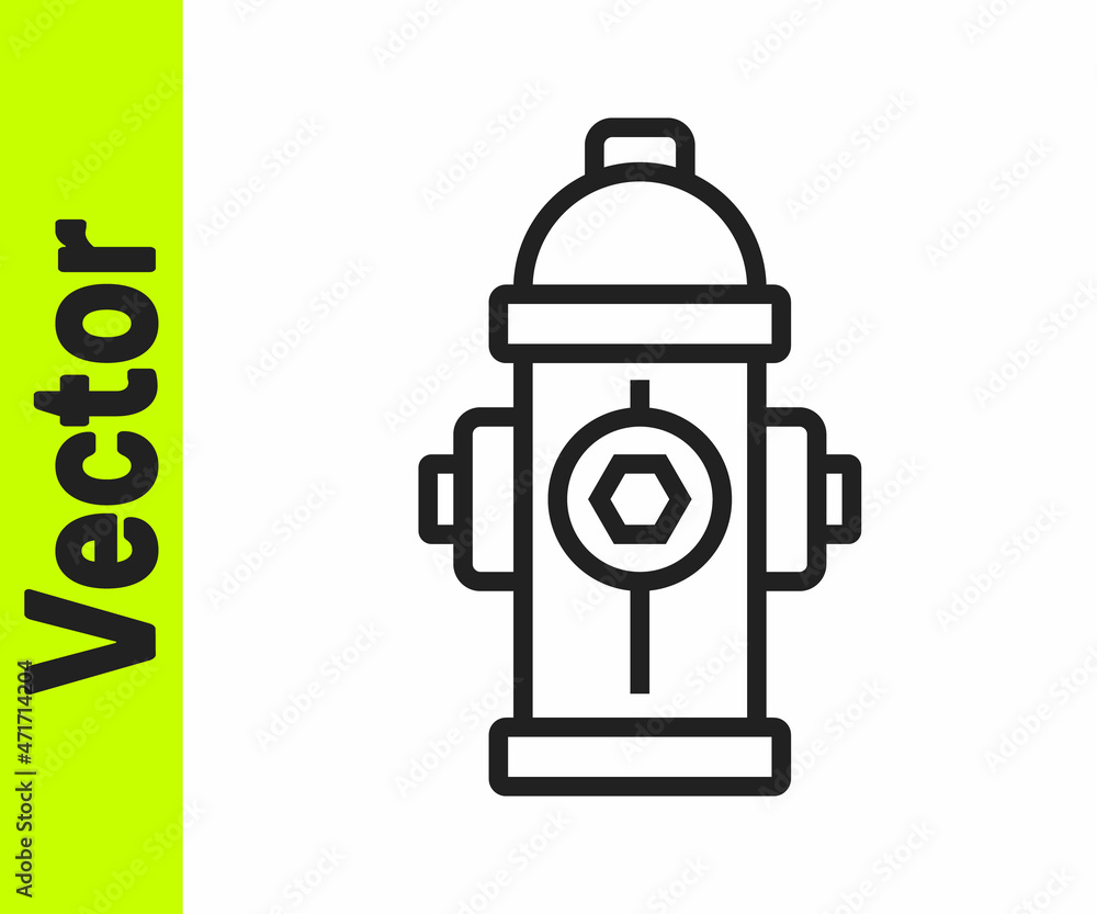 Black line Fire hydrant icon isolated on white background. Vector Black line Fire hydrant icon isolated on white background. Vector