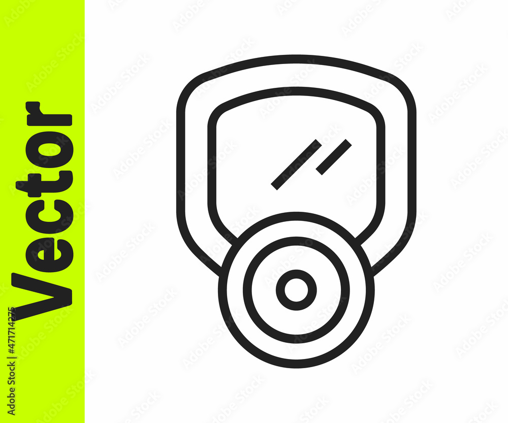 Black line Gas mask icon isolated on white background. Respirator sign. Vector Black line Gas mask icon isolated on white background. Respirator sign. Vector