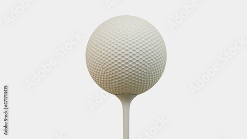 golf ball on a stand isolated on white background. 3d render illustration