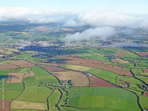 Aerial view of fields in Devon and the Kingsbridge Estuary  © Jenny Thompson