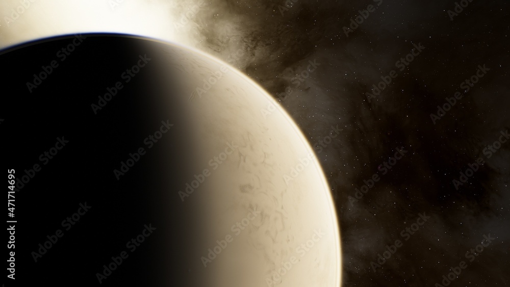Obraz premium planet suitable for colonization, earth-like planet in far space, planets background 3d render