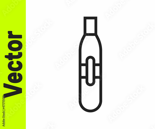 Black line Electronic cigarette icon isolated on white background. Vape smoking tool. Vaporizer Device. Vector