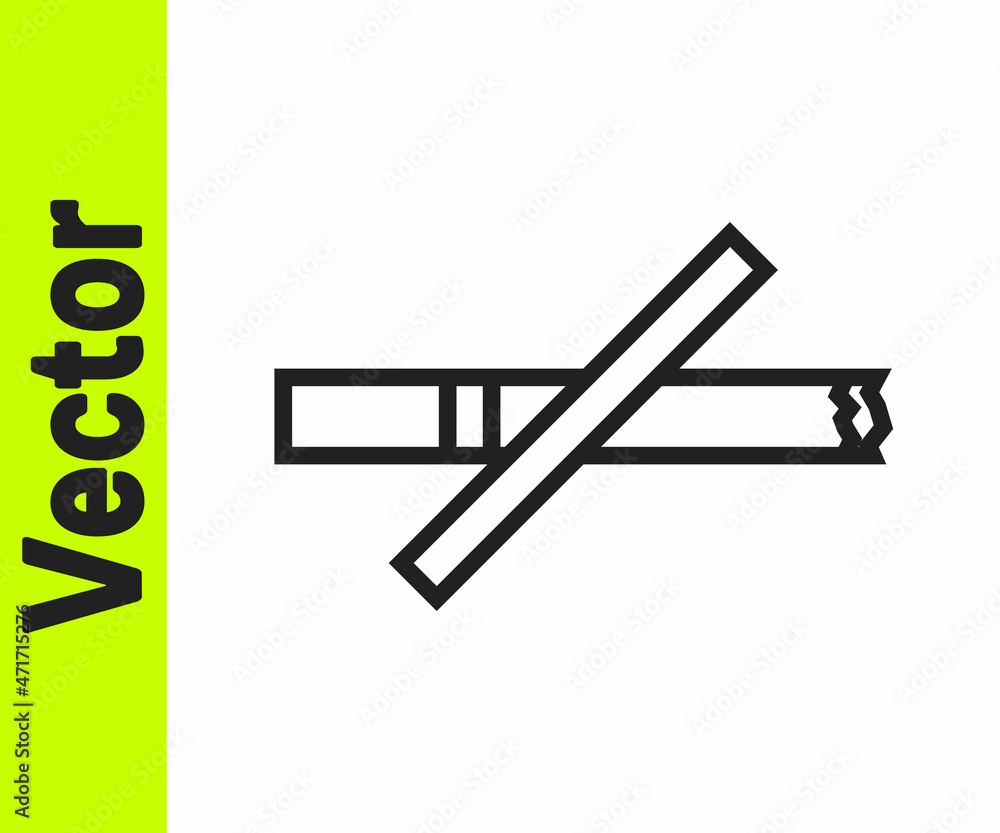 Black line No smoking icon isolated on white background. Cigarette smoking prohibited sign. Vector Black line No smoking icon isolated on white background. Cigarette smoking prohibited sign. Vector