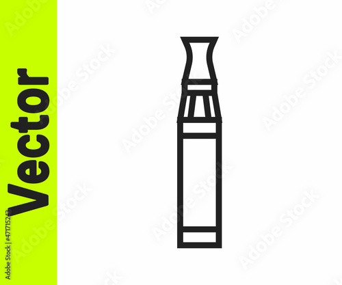 Black line Electronic cigarette icon isolated on white background. Vape smoking tool. Vaporizer Device. Vector