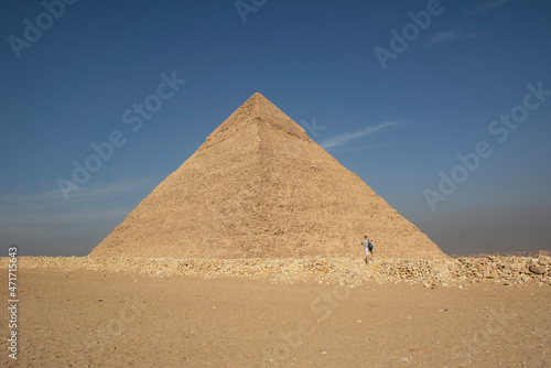 The great pyramid of Giza, Egypt, stands between 2 other pyramids