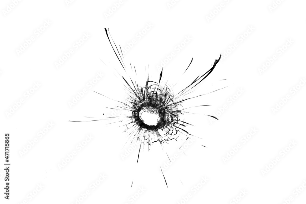 The texture of broken glass. Bullet hole