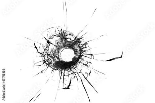 The texture of broken glass. Bullet hole