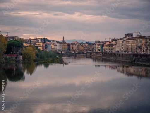 Beautiful Florence Italy view near river Arno