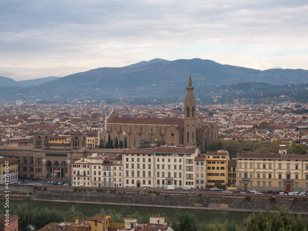 Beautiful Florence Italy view with clouds
