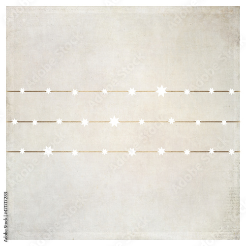 Festive season. Square Christmas card design with starry lights, and textured background. Neutral colors. 