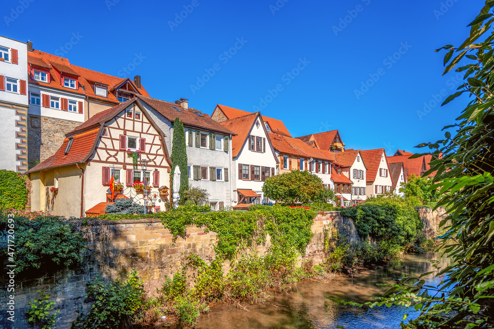 Fototapeta premium Fluss Wetter, Bietigheim Bissingen, Baden-Württemberg, Deutschland 