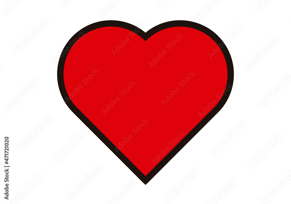 Corazón rojo con trazo negro en fondo blanco. Corazón rojo con trazo negro en fondo blanco.