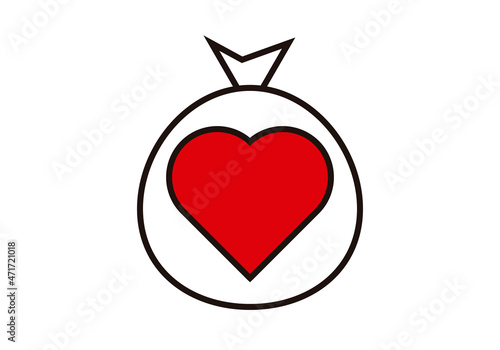 Bola con corazón de san valentín. 
