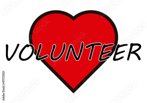 Corazón con título de voluntariado en fondo blanco.