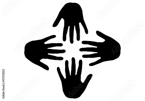 Icono de manos de voluntarios apoyandose.