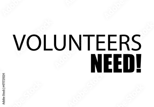 Cartel negro de necesitamos voluntariado en fondo blanco.