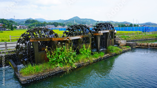 福岡県朝倉市の三連水車