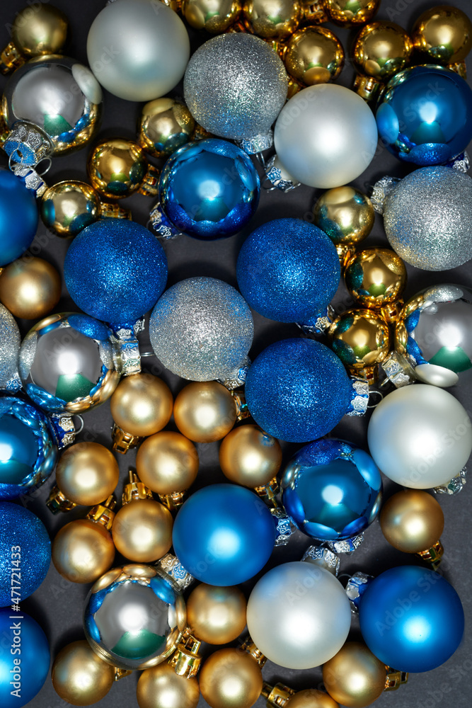 Close up of collection of variety christmas balls Close up of collection of variety christmas balls