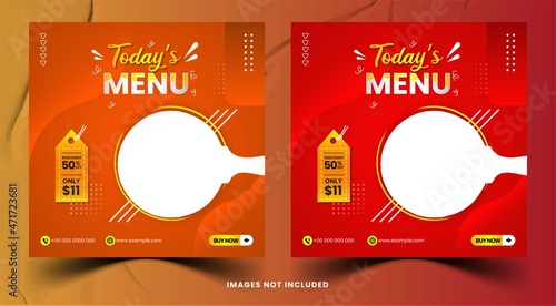 Culinary Menu social media posts templat banner or flyer vector