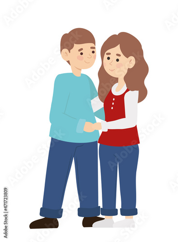 couple hugging cartoon