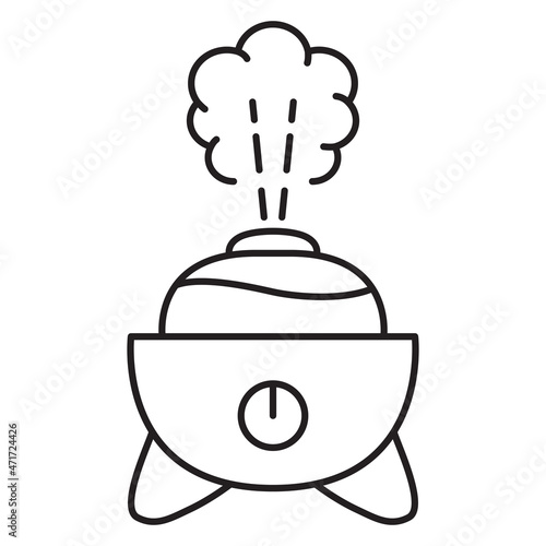 Air humidifier outline icon.Ultrasonic technology evaporation of water air purifier. Vector illustration.Isolated on white background.