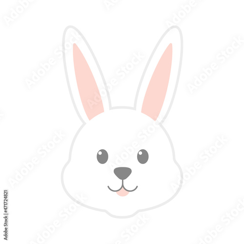 White cute rabbit. Bunny character. Animal happy head. Vector isolated on white. © Віталій Баріда