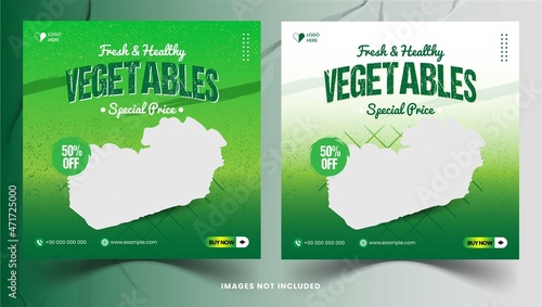 Healthy Fresh grocery vegetable social media posts templat banner or flyer vector