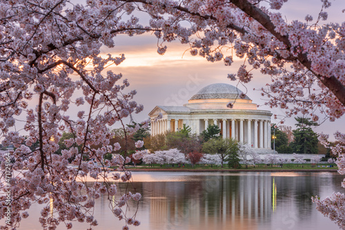 Washington DC, USA at the Jefferson Memorial and Tidal Basin