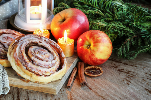 Kanelbulle - traditional swedish cinnamon roll. photo