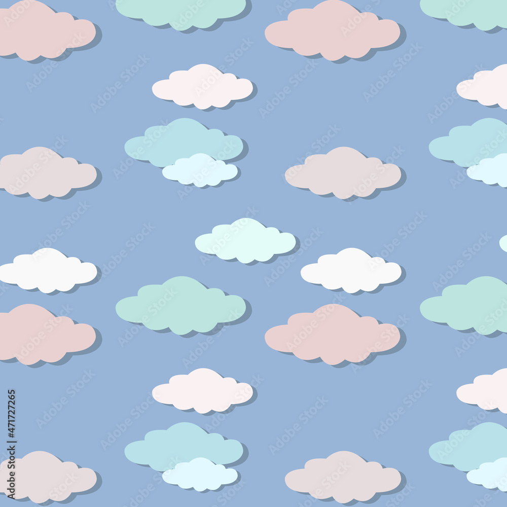Colored delicate clouds pattern on a blue background
