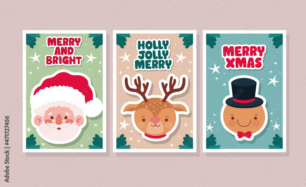 merry xmas cards with characters