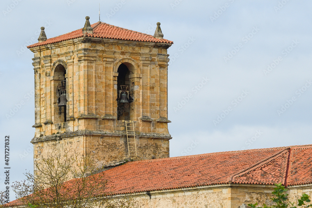Bell tower of the Escalante church in Cantabria