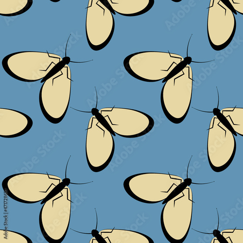 Illustration on a square background - stylized moths - graphics. Summer, insects, unbearable ease of life