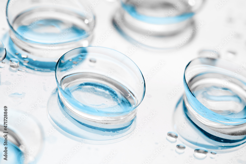 contact lenses with droplets around close up view - Image contact lenses with droplets around close up view - Image