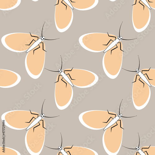 Illustration on a square background - stylized moths - graphics. Summer, insects, unbearable ease of life