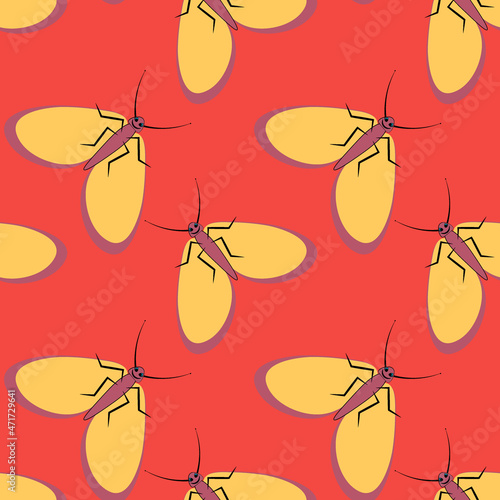 Illustration on a square background - stylized moths - graphics. Summer, insects, unbearable ease of life