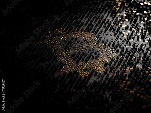 3d render Bitcoin digital address background high resolution