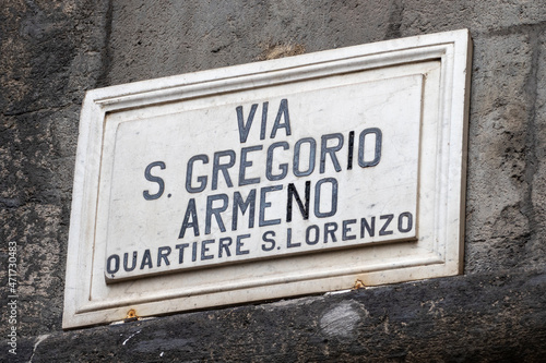 Naples, Italy. San Gregorio Armeno street sign.