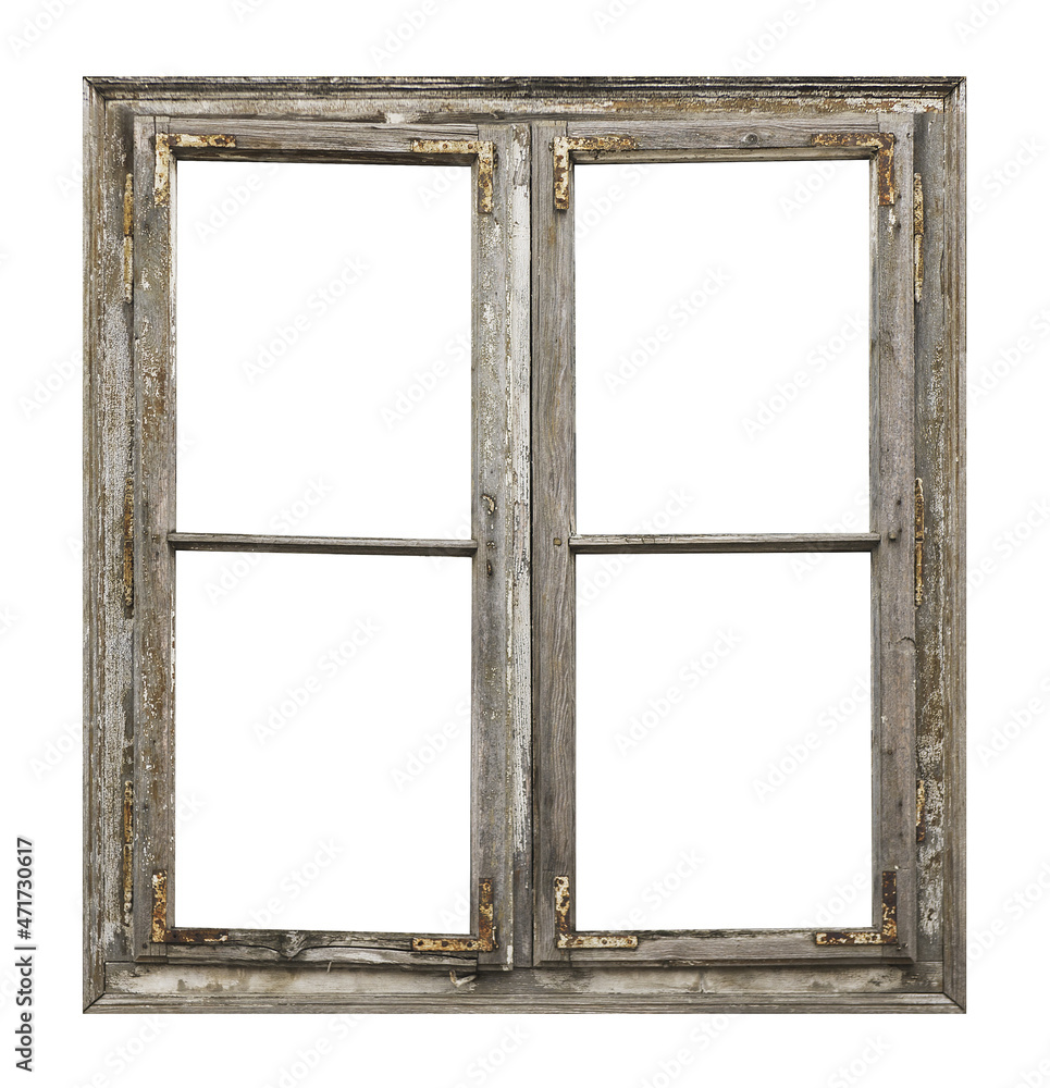 Old wooden window on white background Old wooden window on white background