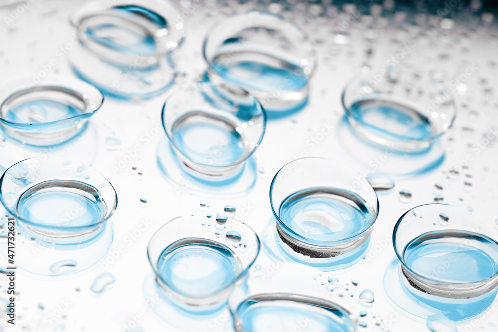 contact lenses with droplets around close up view - Image contact lenses with droplets around close up view - Image