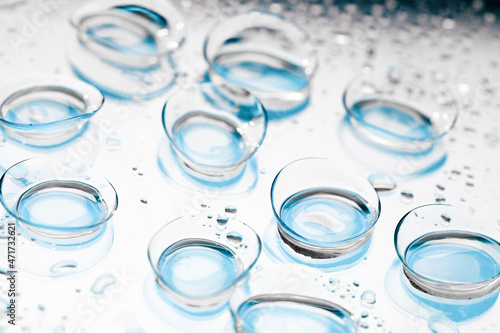 contact lenses with droplets around close up view - Image