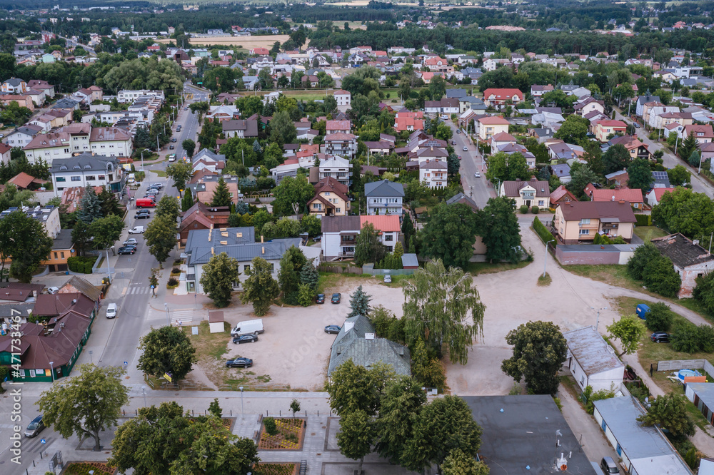 Aerial drone photo of Wegrow city, Poland