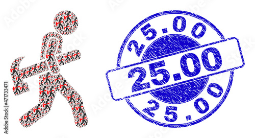 Vector hammer robber icon collage is composed of repeating recursive hammer robber pictograms. 25.00 dirty blue round seal imitation. Recursive composition of hammer robber icon.