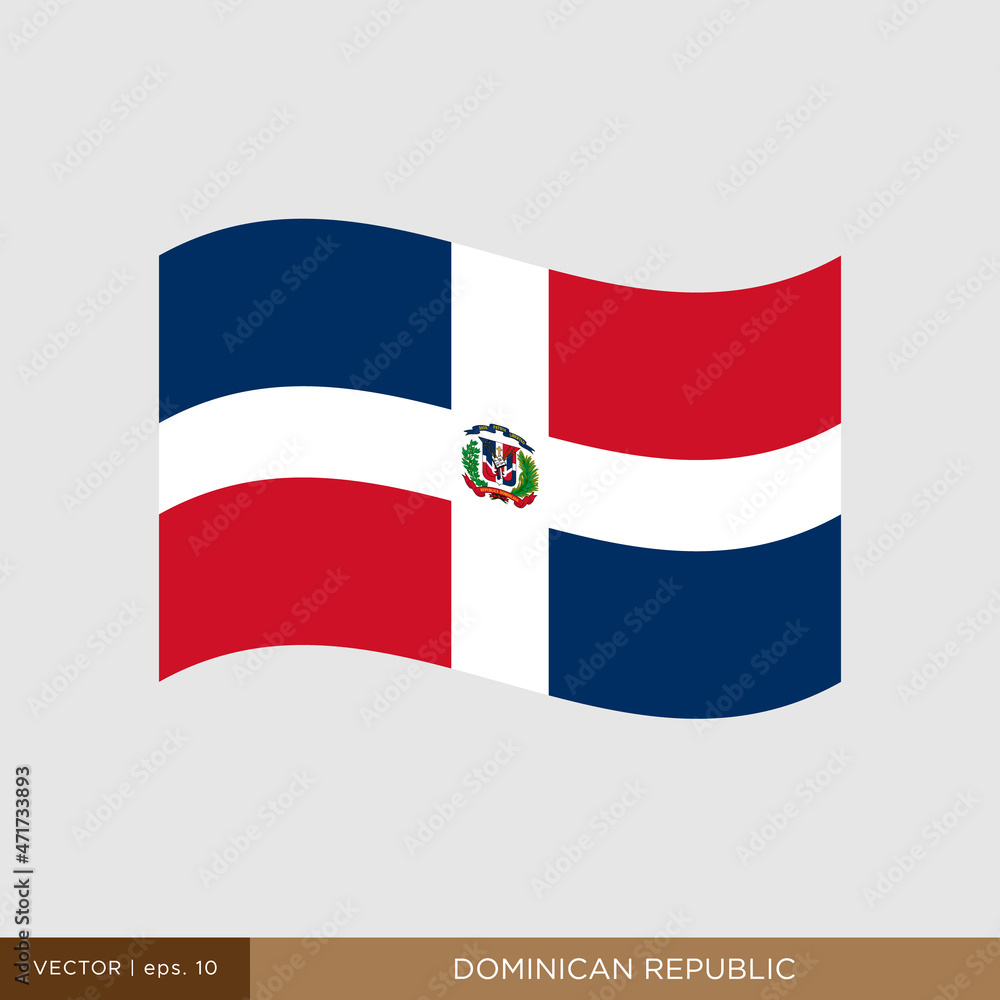 Naklejka premium Waving flag of Dominican Republic vector illustration design template.